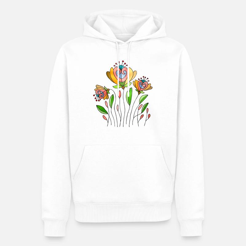 Fleur - Sweat à capuche Premium bio Homme - blanc