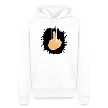 Doigt d’honneur éclaboussé - Sweat à capuche Premium bio Homme - blanc - Devant - Nico (187cm)