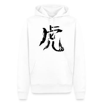 Tiger (Chinesisches Tierkreiszeichen) TUSCHE - Männer Premium Bio Hoodie - Weiß - Vorne - Nico (187cm)