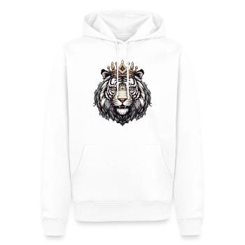 Animal de la couronne de tigre - Sweat à capuche Premium bio Homme - blanc - Devant - Nico (187cm)