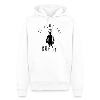 Je peux pas, j'ai rugby. - Sweat à capuche Premium bio Homme - blanc - Devant - Nico (187cm)