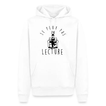 Je peux pas, j'ai lecture. - Sweat à capuche Premium bio Homme - blanc - Devant - Nico (187cm)