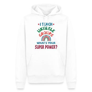 I teach Ukulele groups, what’s your super power? - Männer Premium Bio Hoodie - Weiß - Vorne - Nico (187cm)