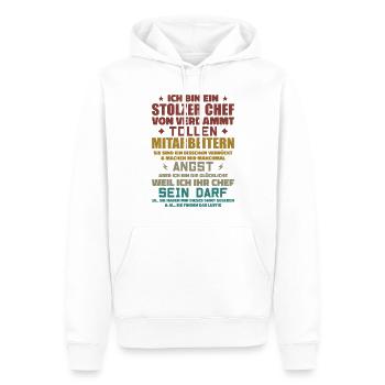 Un patron fier d’excellents employés - Sweat à capuche Premium bio Homme - blanc - Devant - Nico (187cm)