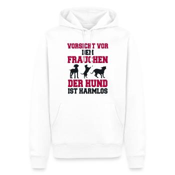 Méfiez-vous du chien chien cadeau chiot maîtresse - Sweat à capuche Premium bio Homme - blanc - Devant - Nico (187cm)