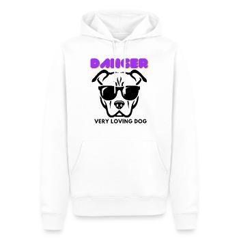 Danger Very Loving Dog, cooler Hund mit dunkler Brille - Männer Premium Bio Hoodie - Weiß - Vorne - Nico (187cm)