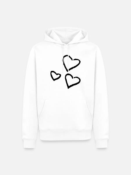 Herzen - Männer Premium Bio Hoodie - Weiß