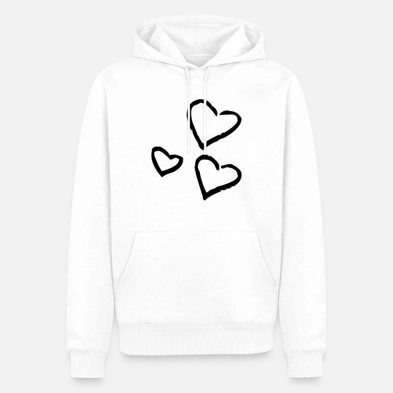 cœurs - Sweat à capuche Premium bio Homme - blanc