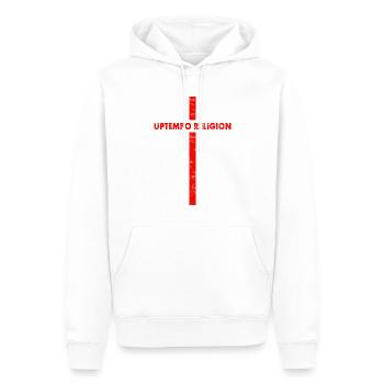 Uptempo - Rave - Hardstyle - Gabber - Geschenk - Männer Premium Bio Hoodie - Weiß - Vorne - Nico (187cm)