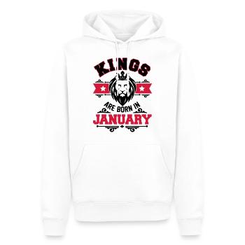 Kings are born in January - Geburtstag - Löwe-bday - Sweat à capuche Premium bio Homme - blanc - Devant - Nico (187cm)