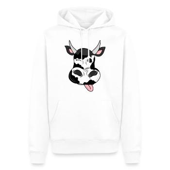 schwarz-weiße Kuh mit Hörnern lustiges Geschenk - Männer Premium Bio Hoodie - Weiß - Vorne - Nico (187cm)