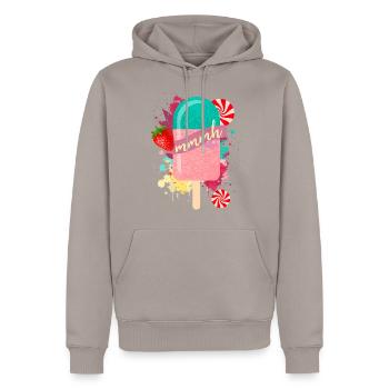 Summer ice cream in style - Men’s Premium Organic Hoodie - taupe - Front - Nico (187cm)