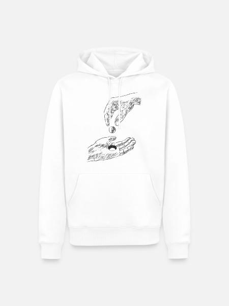 mains - Sweat à capuche Premium bio Homme - blanc