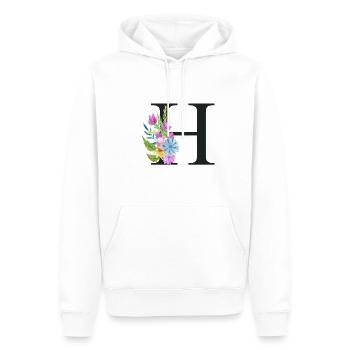 H Schwarz - Männer Premium Bio Hoodie - Weiß - Vorne - Nico (187cm)
