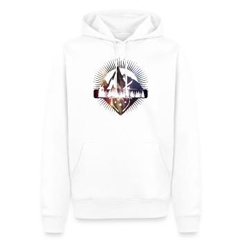 Emblem Alpen Berge Wald - Männer Premium Bio Hoodie - Weiß - Vorne - Nico (187cm)