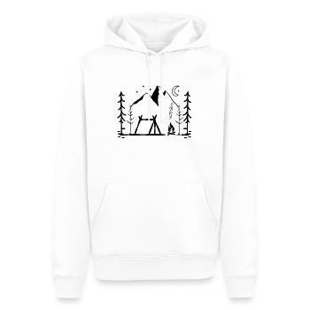 Camping au feu de camp - Sweat à capuche Premium bio Homme - blanc - Devant - Nico (187cm)