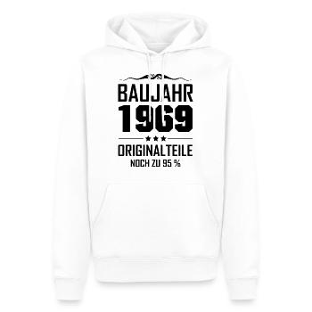 Baujahr 1969 Originalteile Noch Zu 95% Geschenk - Männer Premium Bio Hoodie - Weiß - Vorne - Nico (187cm)