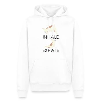 Inhale Exhale Yoga Bouledogue français - Sweat à capuche Premium bio Homme - blanc - Devant - Nico (187cm)