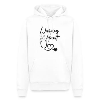 Travail d'infirmière - Sweat à capuche Premium bio Homme - blanc - Devant - Nico (187cm)