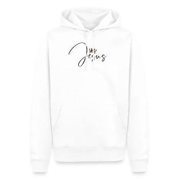 Jesus - Christlich - Jesus mein König - Männer Premium Bio Hoodie - Weiß - Vorne - Nico (187cm)