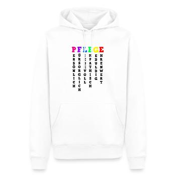 Définition des soins aux personnes âgées - Sweat à capuche Premium bio Homme - blanc - Devant - Nico (187cm)