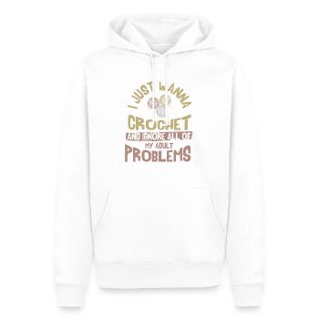 Le crochet, c’est LA VIE - Sweat à capuche Premium bio Homme - blanc - Devant - Nico (187cm)