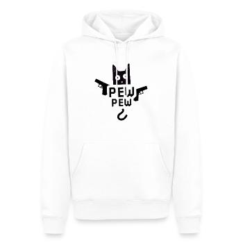 Chat Pew Pew Cat Meme - Sweat à capuche Premium bio Homme - blanc - Devant - Nico (187cm)
