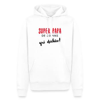 Super papa cadeau anniversaire 30 ans homme - Sweat à capuche Premium bio Homme - blanc - Devant - Nico (187cm)