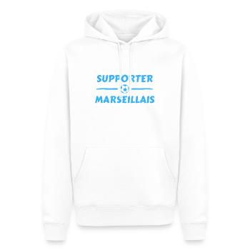 t-shirt marseille football supporter marseillais - Sweat à capuche Premium bio Homme - blanc - Devant - Nico (187cm)