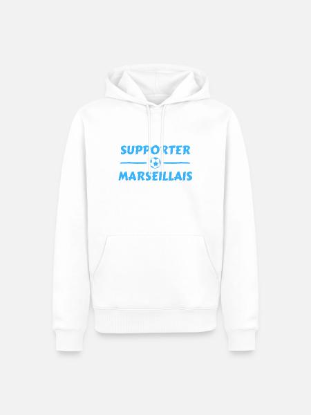 t-shirt marseille football supporter marseillais - Sweat à capuche Premium bio Homme - blanc