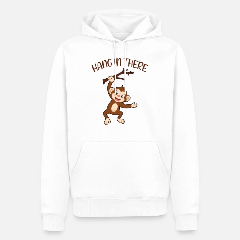Accrochez-vous Monkey Climbing Motivation Drôle - Sweat à capuche Premium bio Homme - blanc