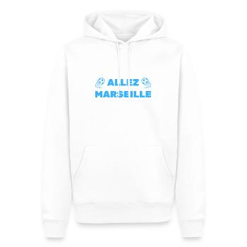 t-shirt foot allez marseille cadeau noel - Sweat à capuche Premium bio Homme - blanc - Devant - Nico (187cm)