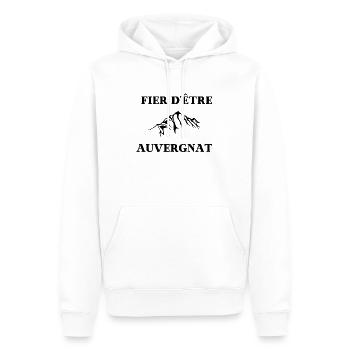 tee shirt fier d'être auvergnat auvergne montagne - Sweat à capuche Premium bio Homme - blanc - Devant - Nico (187cm)