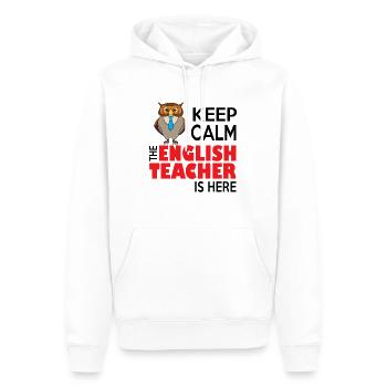 Gardez le calme, le professeur d'anglais est là - Funny Le - Sweat à capuche Premium bio Homme - blanc - Devant - Nico (187cm)