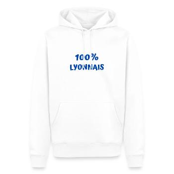 t shirt lyon foot 100% lyonnais cadeau noel - Sweat à capuche Premium bio Homme - blanc - Devant - Nico (187cm)
