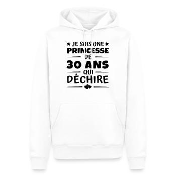 je suis une princesse de 30 ans qui déchire - Sweat à capuche Premium bio Homme - blanc - Devant - Nico (187cm)