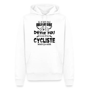 Citation humour Vélo Bicyclette Cadeau Cycliste - Sweat à capuche Premium bio Homme - blanc - Devant - Nico (187cm)