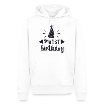 Mein 1. Geburtstag - Männer Premium Bio Hoodie - Weiß - Vorne - Nico (187cm)