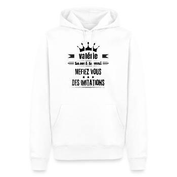 Valérie la seul la vrai humour meilleure - Humour - Sweat à capuche Premium bio Homme - blanc - Devant - Nico (187cm)