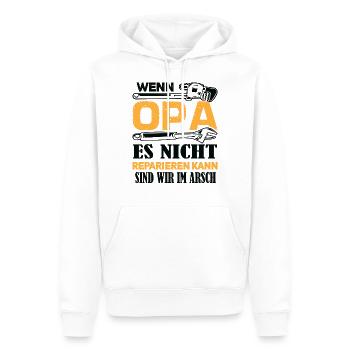 Wenn Opa es nicht Reparieren kann sind wir am - Männer Premium Bio Hoodie - Weiß - Vorne - Nico (187cm)