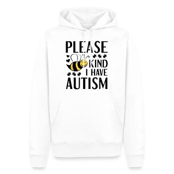 Please Bee Kind I Have Autism - Men’s Premium Organic Hoodie - white - Front - Nico (187cm)