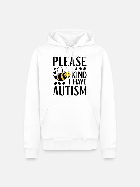 Bitte Bienenart Ich habe Autismus - Männer Premium Bio Hoodie - Weiß