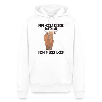 Schottisches Hochlandrind Highland Cow - Männer Premium Bio Hoodie - Weiß - Vorne - Nico (187cm)