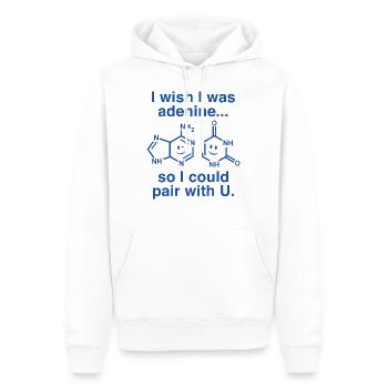 J’aimerais être Adénine - Sweat à capuche Premium bio Homme - blanc - Devant - Nico (187cm)