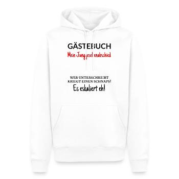 Junggesellenabschied Gästebuch - Männer Premium Bio Hoodie - Weiß - Vorne - Nico (187cm)