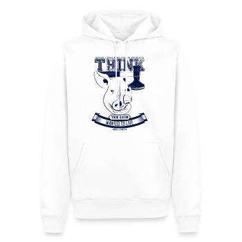 Votre lard voulait vivre (bleu) - Sweat à capuche Premium bio Homme - blanc - Devant - Nico (187cm)