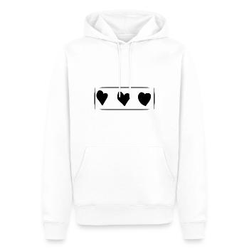 Trois Coeurs Coeur Rectangle Amour - Sweat à capuche Premium bio Homme - blanc - Devant - Nico (187cm)