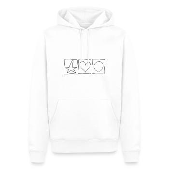 Forme carrée de coeur de cercle d’étoile - Sweat à capuche Premium bio Homme - blanc - Devant - Nico (187cm)