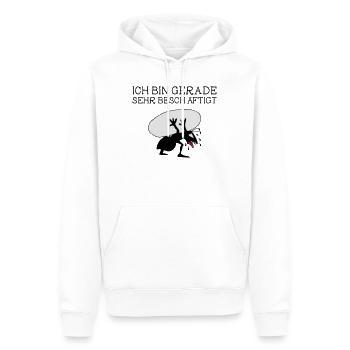 Schwer schuften Design – Ich bin sehr beschäftigt - Männer Premium Bio Hoodie - Weiß - Vorne - Nico (187cm)