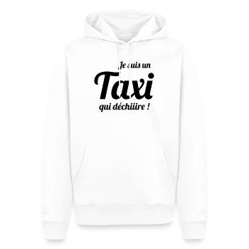 Je suis un Taxi qui déchiiiire ! - Sweat à capuche Premium bio Homme - blanc - Devant - Nico (187cm)